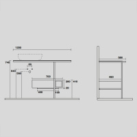 Kerasan Thelma Металлическая структура для раковины 120х74см, напольная, с полкой, ящиком, с 1 отв., с полотенцедержателем, цвет: белый матовый/черный матовый