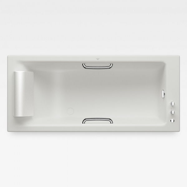 Armani Roca Island Встраиваемая ванна 180х80x57см термостат руч. душ, Hide-Flow, ручки, мягкий подголовник