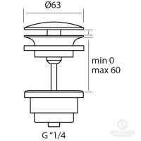 CISAL Клапан 1&quot1/4 донный для раковин, (всегда открытый), цвет: нержавеющая сталь