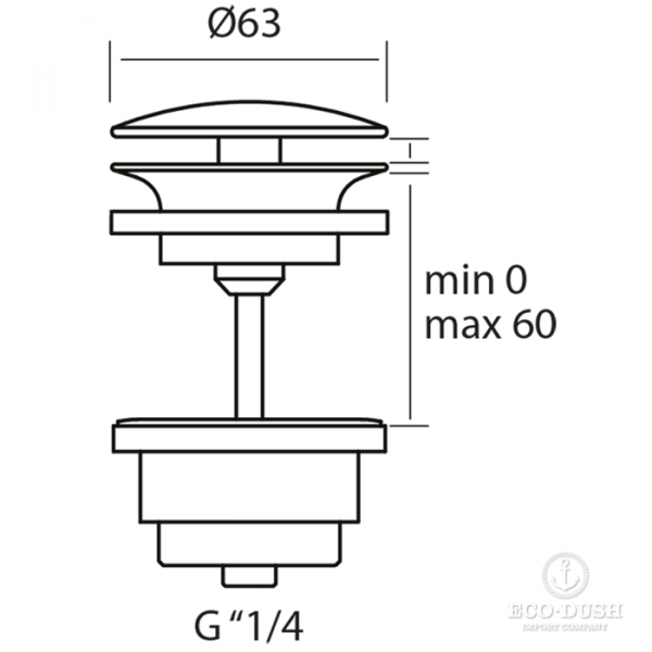 CISAL Клапан 1&quot1/4 донный для раковин, (всегда открытый), цвет: нержавеющая сталь