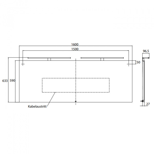 EMCO Зеркало со LED подсветкой, B160xH59см
