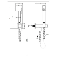 GESSI RETTANGOLO Гигиенический душ с держателем, подводом воды и шлангом, цвет: Copper PVD