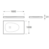 Armani Roca Baia Душевой поддон 160х100х3.1см с боковым сливом, с anti-slip, мат-л: Stonex, цвет: dark metallic