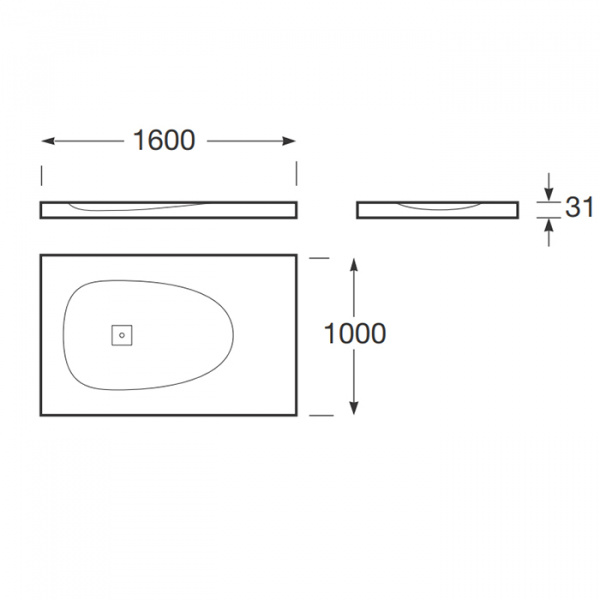 Armani Roca Baia Душевой поддон 160х100х3.1см с боковым сливом, с anti-slip, мат-л: Stonex, цвет: dark metallic