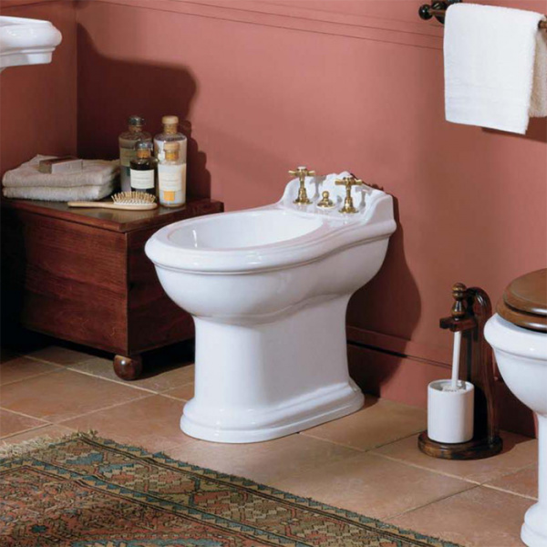 AZZURRA JUBILAEUM биде напольное 59х40см с 1 отв под смеситель, цвет: белый с креплением к полу