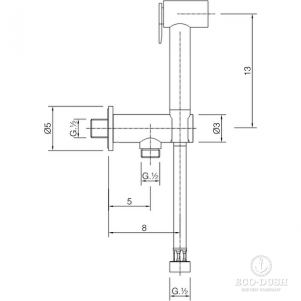 CISAL Shower Гидроершик со шлангом 120 см,вывод с держателем, цвет: хром