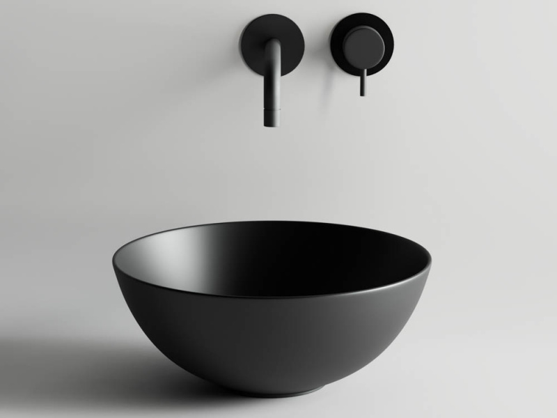 Умывальник чаша накладная круглая (цвет Чёрный Матовый) Element 358*358*155мм Ceramica Nova черный матовый CN6004