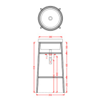 Artceram Fuori Scala Металическая структура Ø38хh83см с раковиной, без отв., Fuori Scala Ø41, цвет: черный матовый/белый глянцевый
