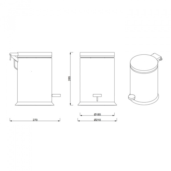 Decor Walther TE 38 SC Ведро 21xh29см, с педалью и крышкой, softclose, напольное, цвет: золото матовое