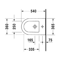 Duravit Darling New Биде подвесное, с 1 отв. под смес., 37x54см, цвет: белый