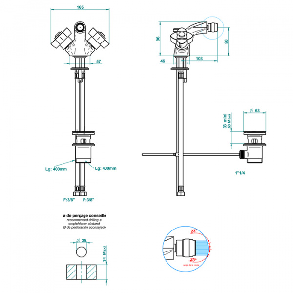THG Petale de Cristal clair lisere dore Смеситель для биде, 1 отв., цвет: золото/прозрачный хрусталь с золотым декором