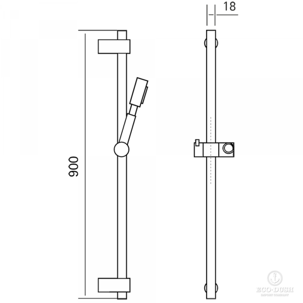 HUBER Lynox Душевая стойка с ручным душем, нержавеющая сталь