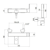 Gattoni Kubik Смеситель для ванны/душа встраиваемый с ручной лейкой, цвет: bianco opaco