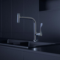 Axor Citterio Смеситель для кухни, однорычажный, на 1 отв, с выдвижным душем, излив: 219мм, цвет: под сталь