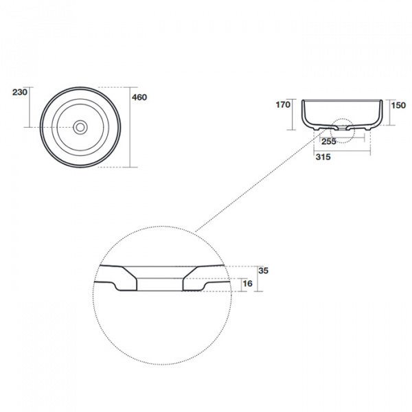 Kerasan Ciotola Раковина 46х17 см, без отв., цвет: белый