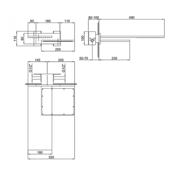 Fantini Venezia Двойной верхний душ, латунь, настенный, цвет: Matt British Gold PVD
