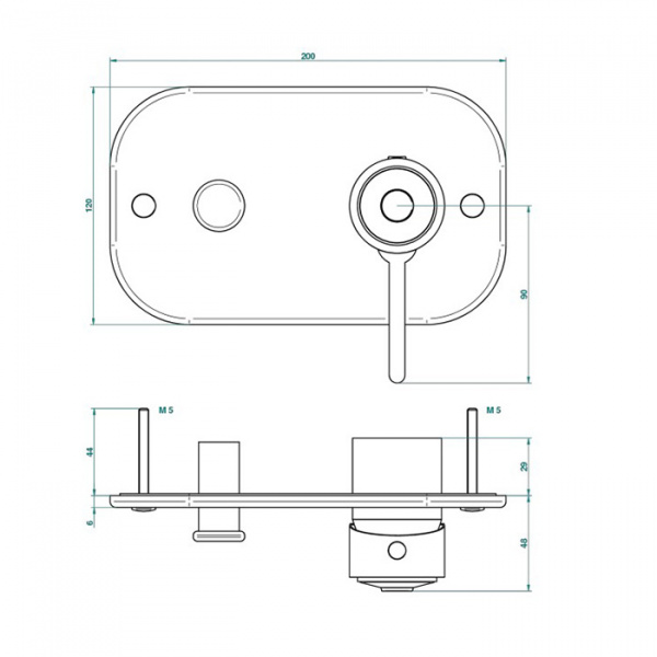 THG CAPUCINE VERT DECOR PLATINE Смеситель для душа встраиваемый, однорычажный, с переключателем, внешняя часть, декор платина, цвет: хром