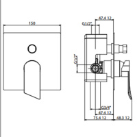 Gattoni Soffio  Встраиваемый смеситель для душа на 2 выхода, с переключателем  (GBox в комплекте) цвет: хром