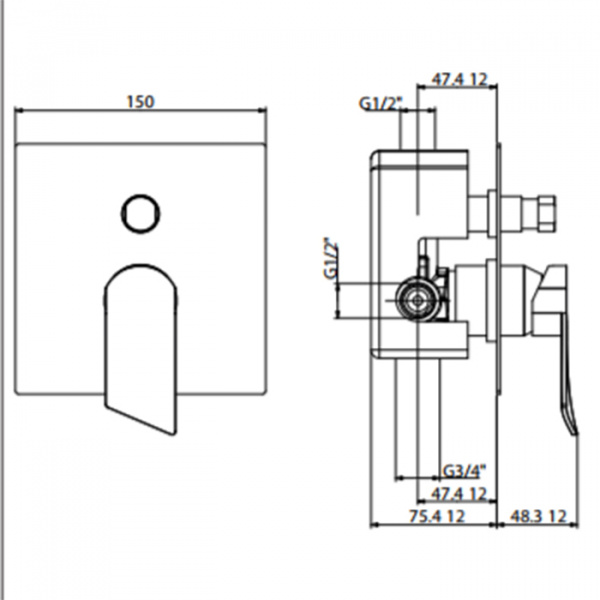 Gattoni Soffio  Встраиваемый смеситель для душа на 2 выхода, с переключателем  (GBox в комплекте) цвет: хром