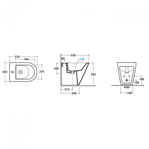 Globo Forty3 Биде напольное 52х36х43см, цвет: белый