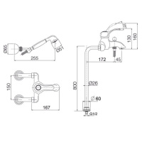 Carlo Frattini Lamp, Смеситель напольный для ванны с душевым комплектом, цвет: Хром
