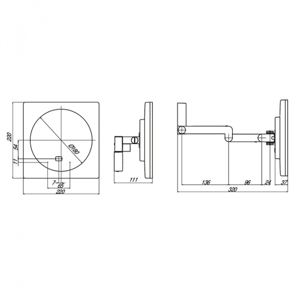 EMCO Prestige Зеркало косметическое, LED, 220x220мм,  двойной, verg.3, подвесной, цвет: хром