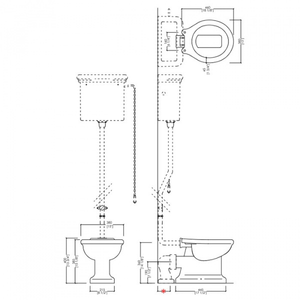 Devon&Devon Etoile Унитаз 47.5x38cм, с высоким бачком, фурнитура золото