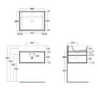 Simas Agile Структура металлическая 61x46xh28см, подвесная, для раковины с 1 отв., AG61, с 1 полкой, цвет: черный матовый