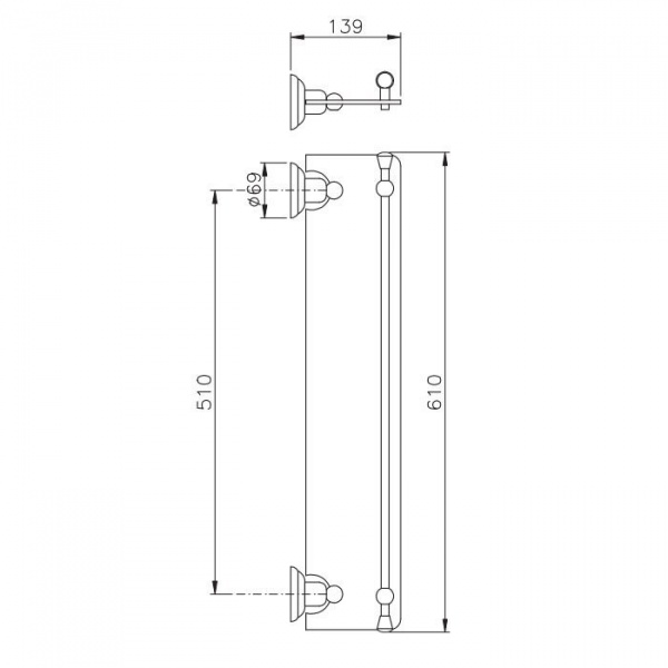 Nicolazzi Onice Полочка стеклянная 60 см, подвесной, цвет: золото