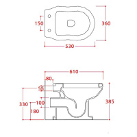 Artceram HERMITAGE Унитаз приставной слив в пол, 36х55см, с крепежом в комплекте, цвет: белый