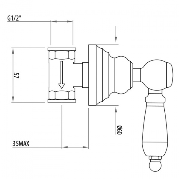 Gattoni Vivaldi Lever Вентиль для душа встраиваемый, с белой ручкой, цвет: хром