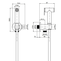 Carlo Frattini Spillo Steel Гигиенический душ в комплекте с запорным вентилем, ручной душ, шланг 1200 мм. и держатель душа, цвет: INOX