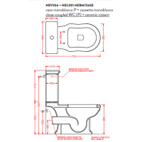 Artceram HERMITAGE унитаз моноблок 71х36см слив в стену с креплением, цвет: белый/бронза, сиденье на выбор