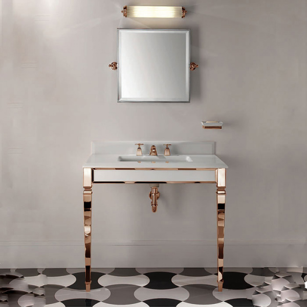 Devon&Devon Claridge Консоль 92х51см со столешницей (с 3отв-ми под смесит) мрамор bianco sivec,, ножки светлое золот, с керам. раковиной York, цвет: белый