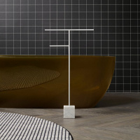 Antonio Lupi Bivio Полотенцедержатель напольный 80х45см., база из мрамора Carrara satinato, структура из латуни в отделке Bianco opaco