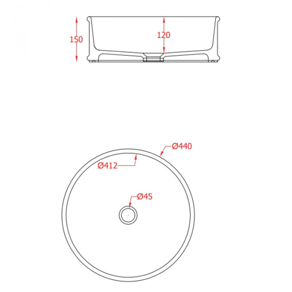 Artceram Atelier Раковина 44 см, без отв., накладная, без перелива, цвет: белый
