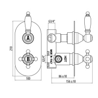 Gattoni Termostatici Термостатический смеситель для душа, на 2 выхода, цвет: золото 24К