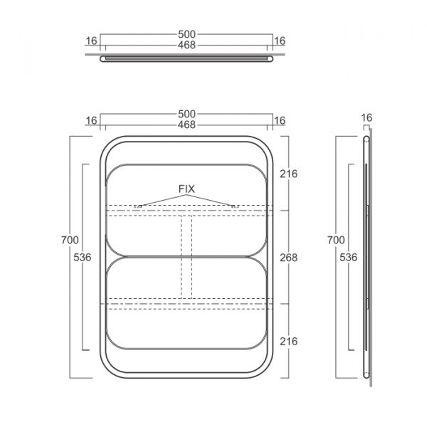 Simas Wave Зеркало настенное из 2 прямоугольных зеркал 30х70 см, цвет: черный матовый