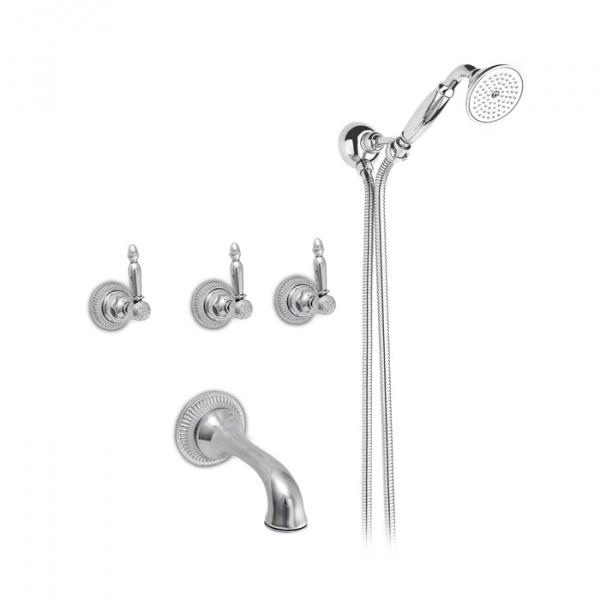 Nicolazzi Impero Смеситель для ванны с изливом из стены на 4 отверстия, встраиваемый, излив: 180 мм, цвет: хром