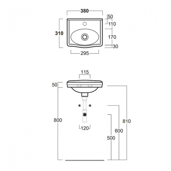 SIMAS Londra Раковина 38х31 см, 1 отв., цвет: белый
