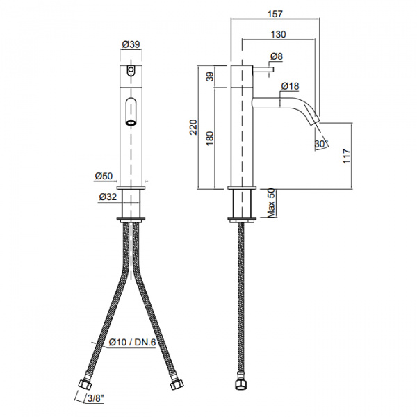 Antonio Lupi Ayati Смеситель для раковины, на 1 отв., излив: 155мм, высота: 22см, цвет: шлифованная сталь