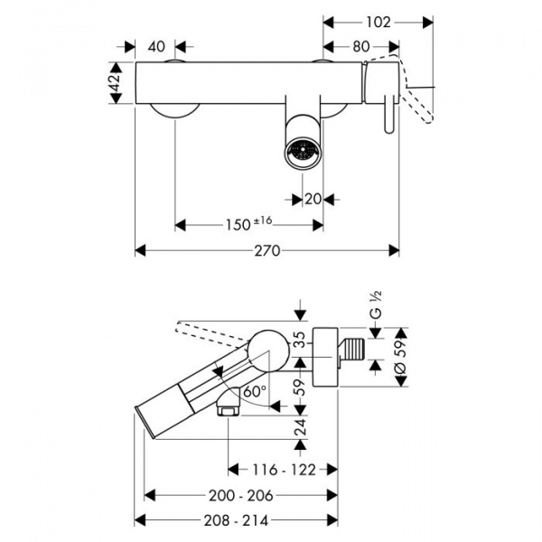 Axor Starck Смеситель для ванны, однорычажный, цвет: хром