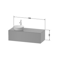 Duravit White Tulip Тумбочка подвесная 40.8x130x55 см, раковина, 1 выдвижной ящик, цвет: белый высокоглянцевый