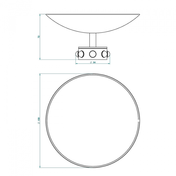 THG Mossi Мыльница металлическая, ø15см., настольная, цвет: хром/черный хрусталь