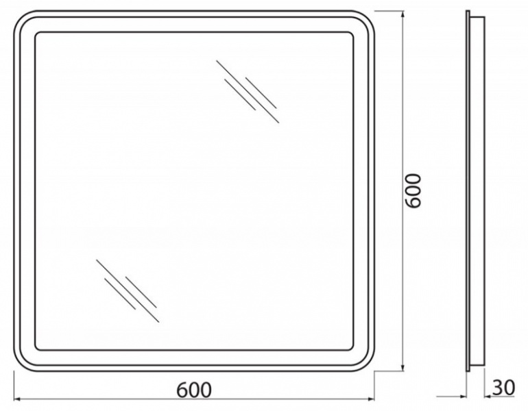 Зеркало с встроенным светильником и сенсорным выключателем SPC-MAR-600-600-LED-TCH, 12W, 220-240V, 600x30x600 SPC-MAR-600-600-LED-TCH