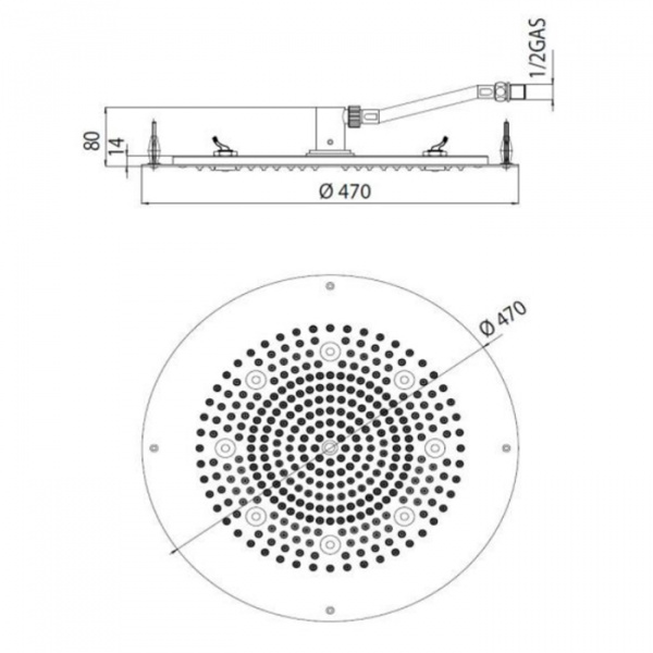 BOSSINI DREAM-OKI Верхний душ Ø 470 мм, с 4 LED (белый), блок питания/управления, цвет: хром