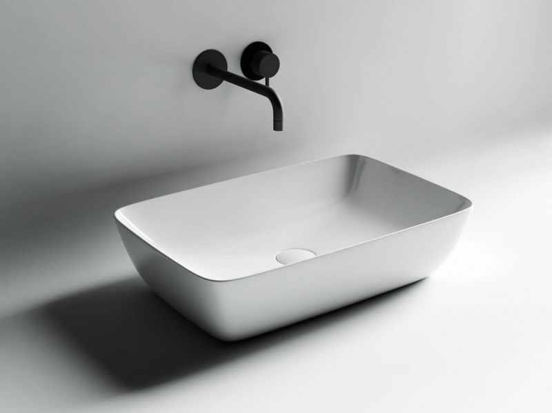 Умывальник чаша FORM накладная прямоугольная 580*380*145мм Ceramica Nova белый CN2003