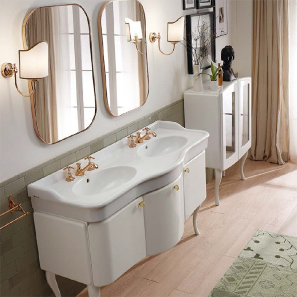 Sbordoni Комплект мебели Cizano наполный 150 см, с дв. раковиной керам. , цвет белый ,  c 3 отв. под смеситель, ручки 0A, цвет: Biancospino