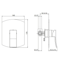 Gattoni ELY Смеситель для душа с переключателем, с внутренней частью, цвет: хром