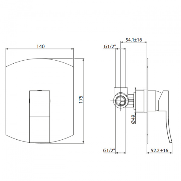 Gattoni ELY Смеситель для душа с переключателем, с внутренней частью, цвет: хром